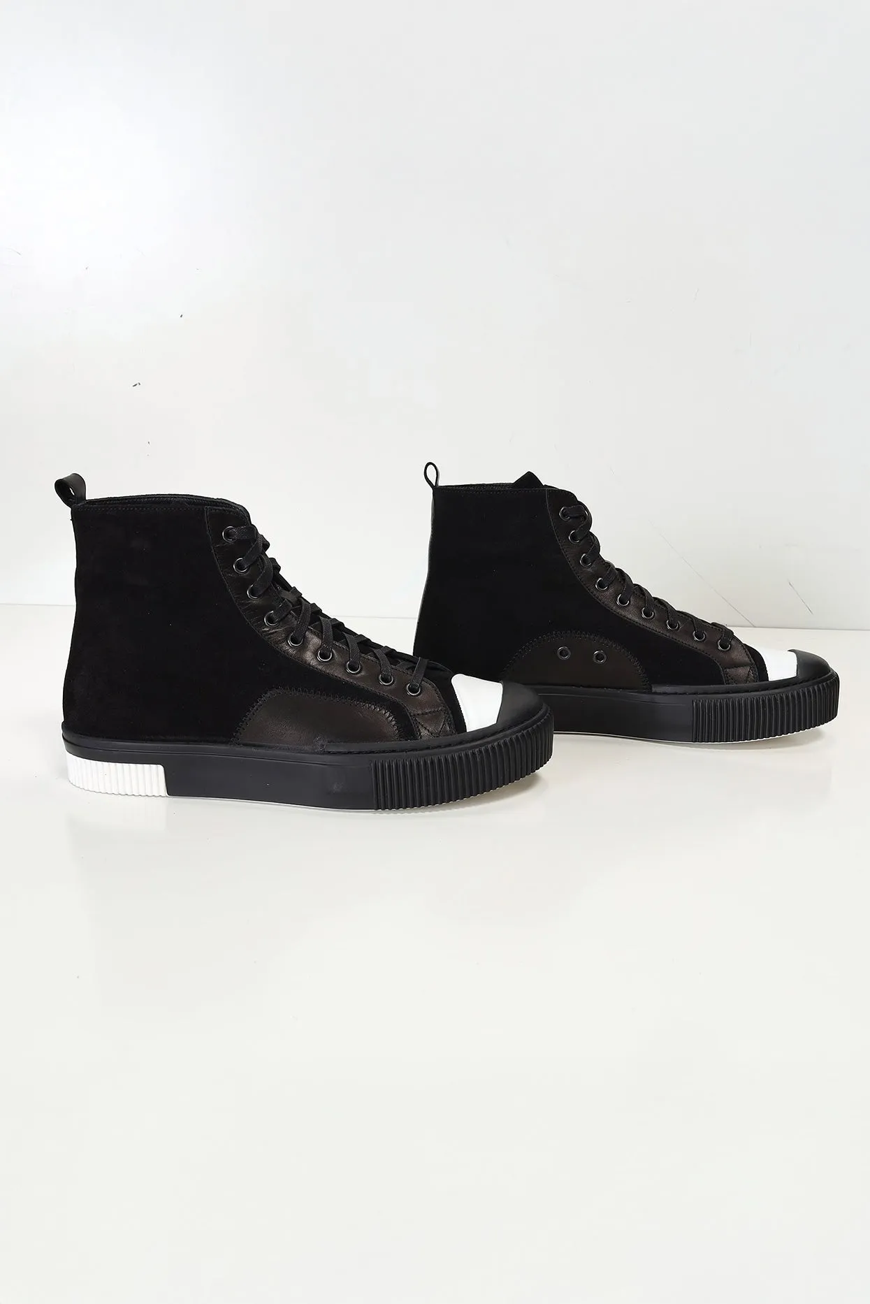 The King Leather and Suede High Tops - Black Suede
