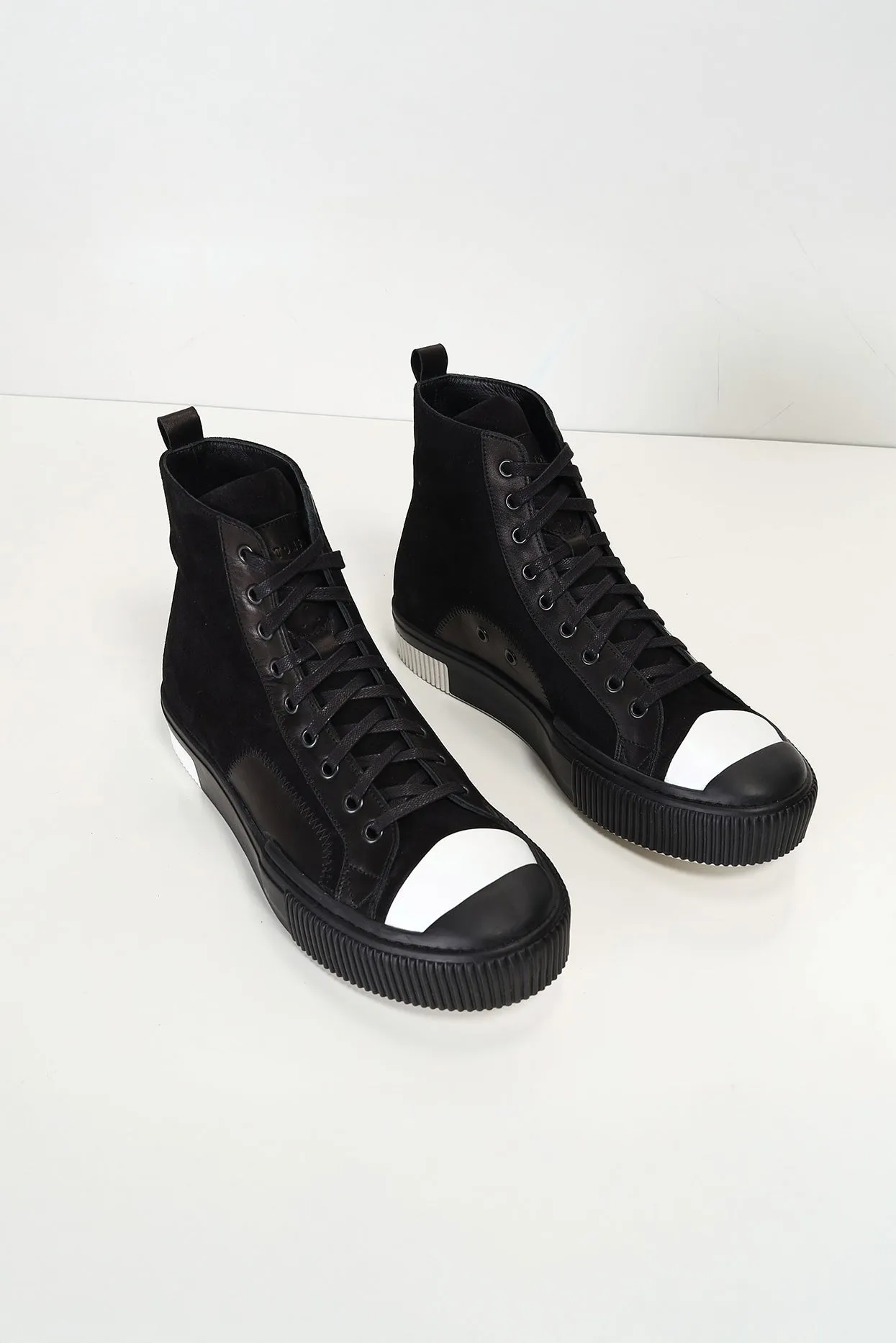 The King Leather and Suede High Tops - Black Suede