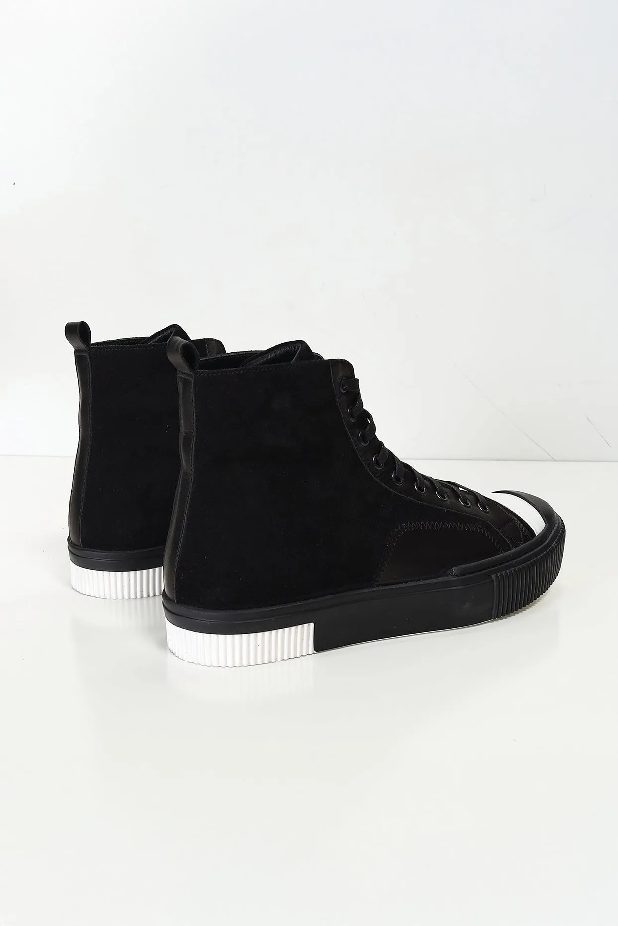 The King Leather and Suede High Tops - Black Suede