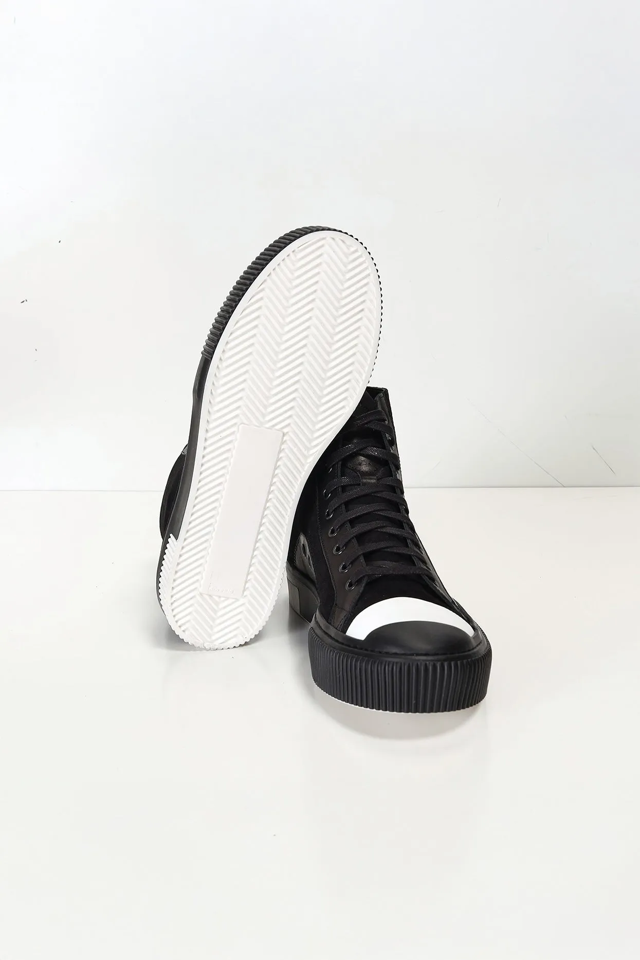 The King Leather and Suede High Tops - Black Suede