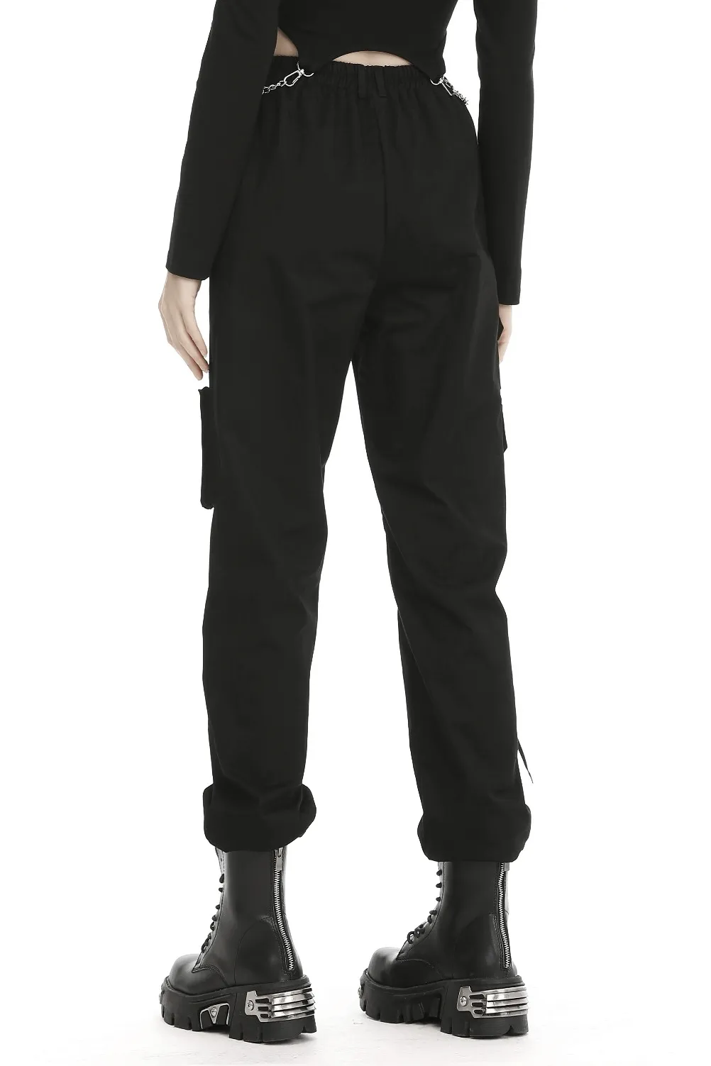 Urban-Style Black Cargo Pants with Spacious Pockets