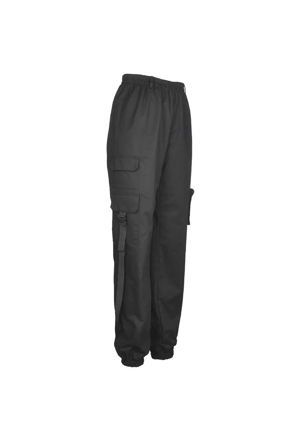 Urban-Style Black Cargo Pants with Spacious Pockets