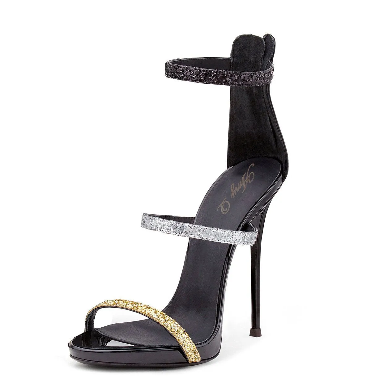 Women 4.7" open toe sexy stiletto heels sandas multicolor straps back zipper heels