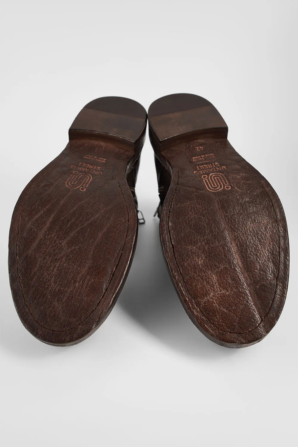 YALE ebony-brown welted derby lace up boots.